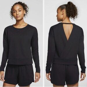 Nike Yoga Wrap Coverup Dri-Fit Sweatshirt Size M Womans Black Open Back Layering